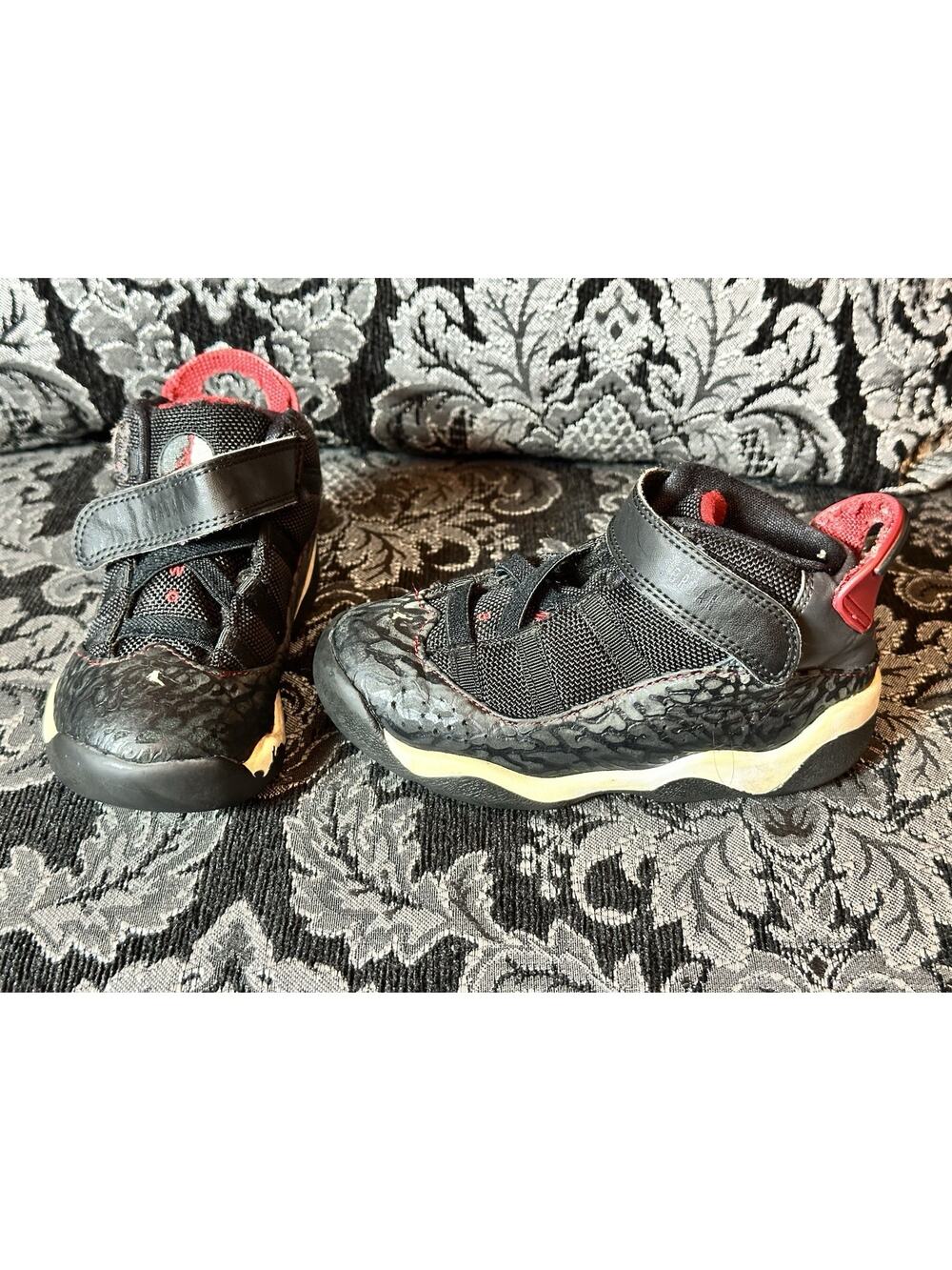 NIKE AIR JORDAN 6 RINGS Baby Toddler Shoes Size 9C Black Red White MJ School